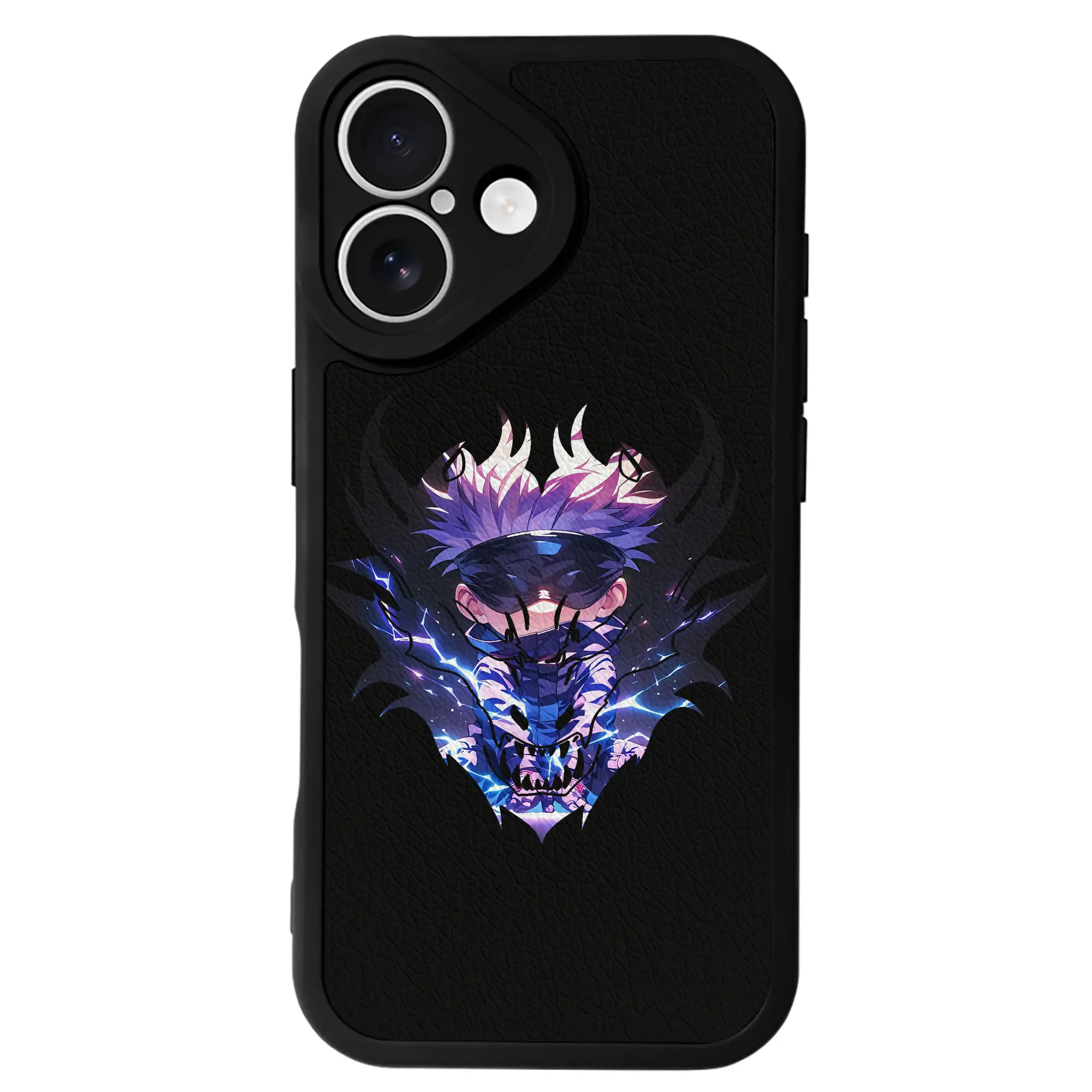 呪術廻戦 グッズ,五条 悟 - IPhone 16シリーズ対応 ・ シリコンスマホケース ・ レザー調 ・ 高精度フィット ・ 耐衝撃 ・ ワイヤレス充電対応 ・ 精密カット